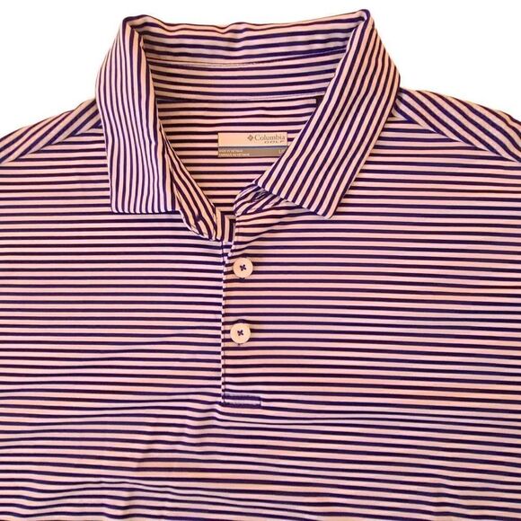 Columbia Golf Mens Blue and White Stripe Golf Polo Shirt Size Large - Picture 3 of 12